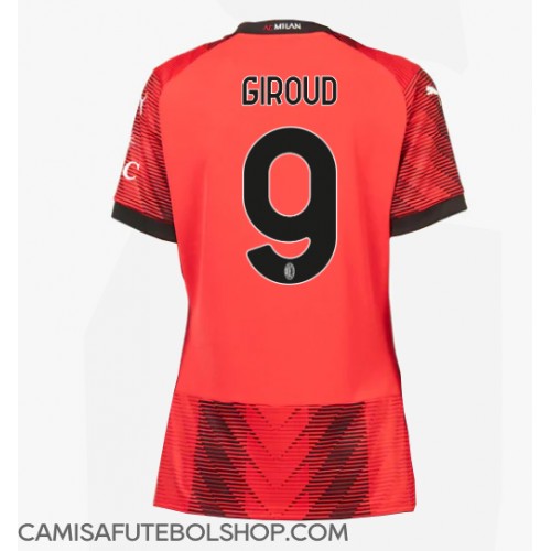 Camisa de time de futebol AC Milan Olivier Giroud #9 Replicas 1º Equipamento Feminina 2023-24 Manga Curta